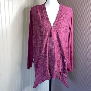 Logo by Lori Goldstein maroon zip up jacket size medium front pockets long sides